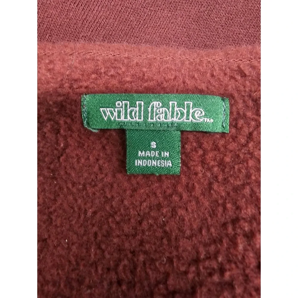 Wild Fable Burgundy Off The Shoulder Sweatshirt Maroon Fleece‎ Pullover S - Picture 3 of 7